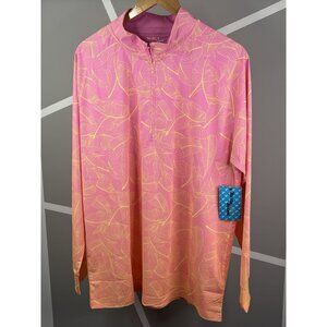 NWT Birdie Bound Ombre Golf ¼ Zip Men’s L Palm Tropical Pink Orange Pullover